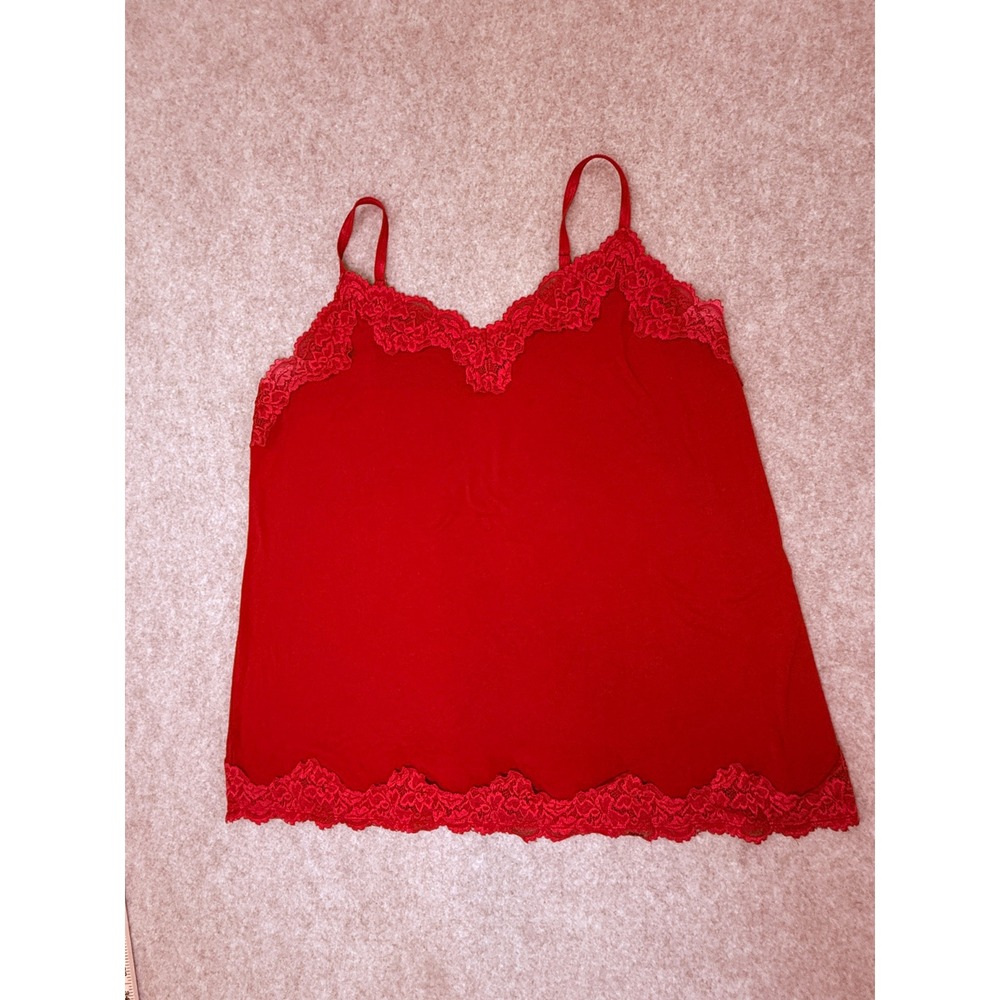 Lane Bryant Womens Red Lace Trim Babydoll Camisole Adjustable Strap 18/20